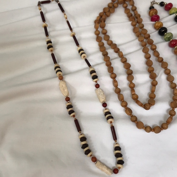 Bohemian Style Lot of 3 Necklaces Wood & Beads - Picture 4 of 9